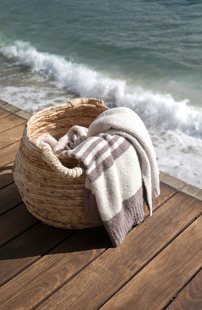 Barefoot Dreams<sup>®</sup> CozyChic<sup>™</sup> Microstripe Blanket, Alternate, color, Stone-Pearl