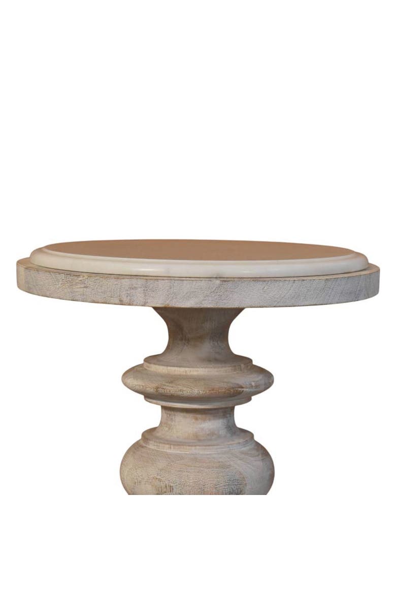 Solid Wood Bellis Marble Accent Table, Alternate, color, Brown