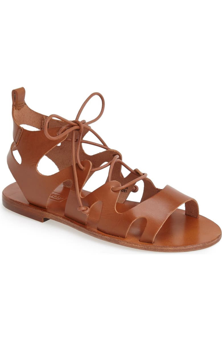 Topshop 'Fig' Cutout Lace-Up Gladiator Sandal, Main, color,