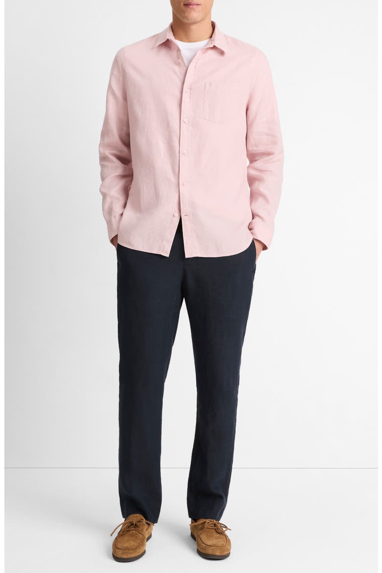 Linen Button-Up Shirt, Alternate, color, FADED PINK