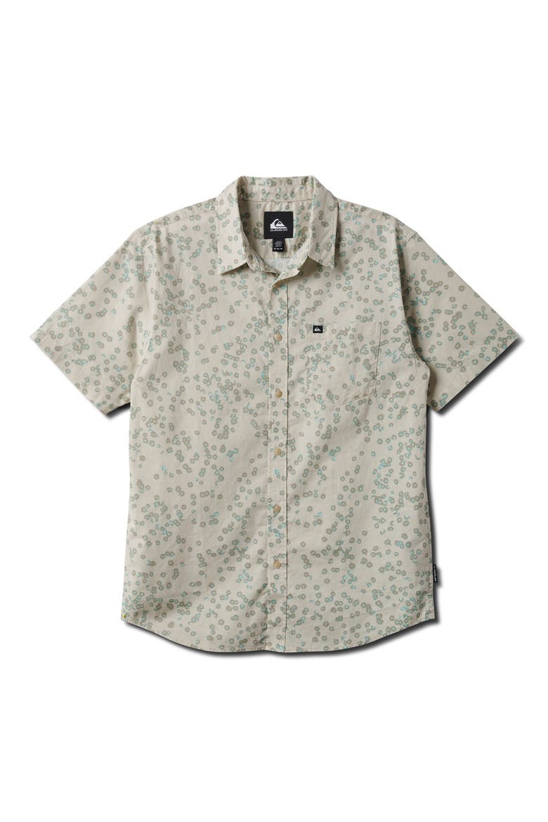 Cosmic Fields Classic Short Sleeve Button-Up Shirt, Main, color, SILVER BIRCH