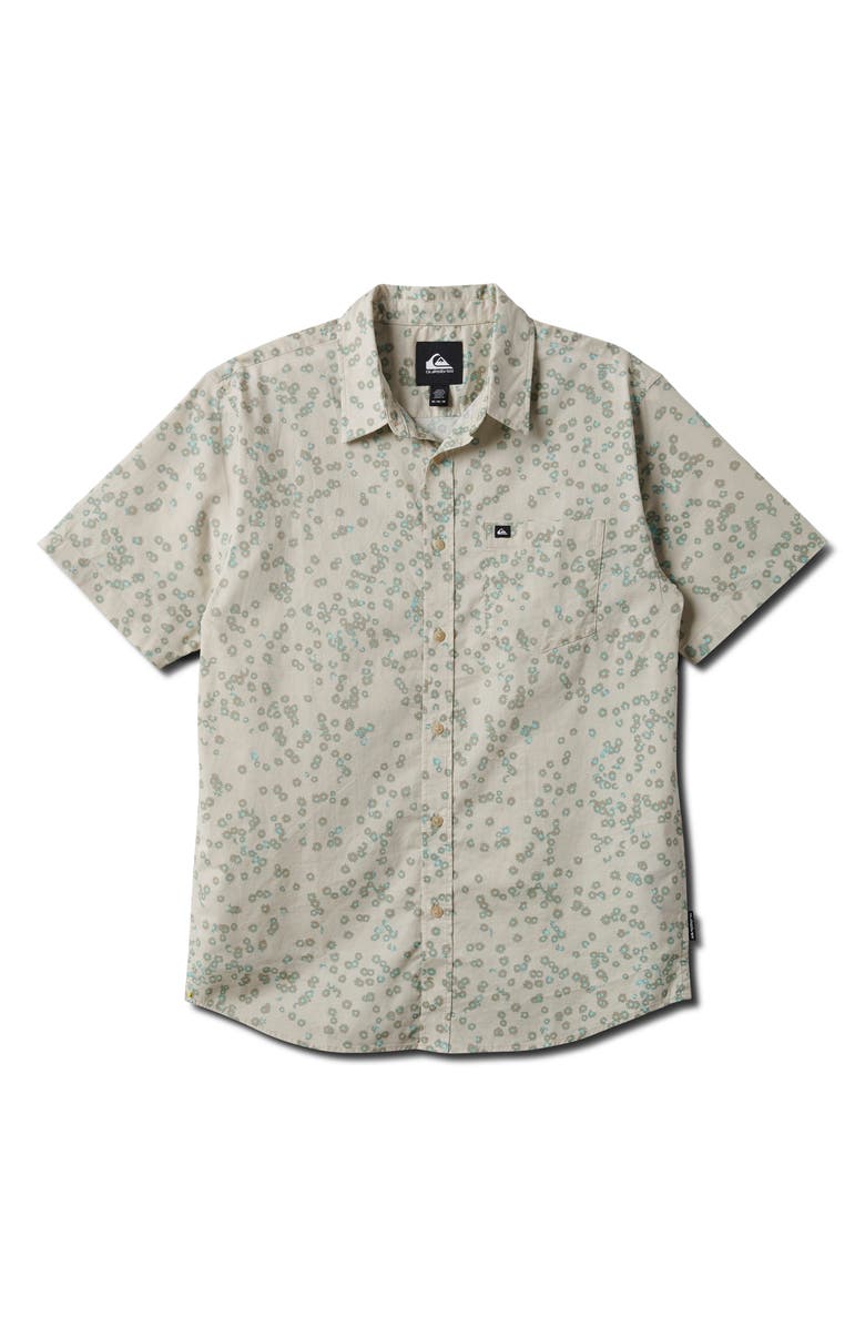 Quiksilver Cosmic Fields Classic Short Sleeve Button-Up Shirt, Main, color, Silver Birch