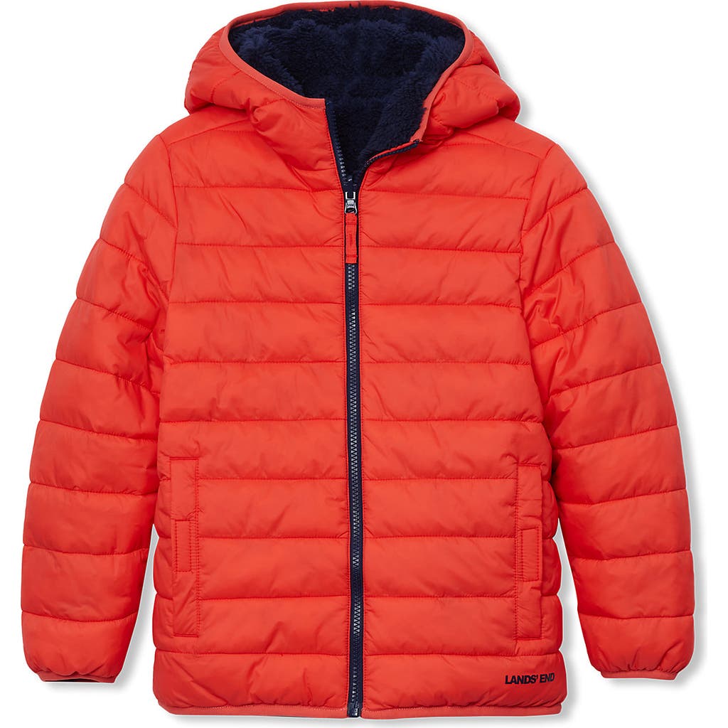 Lands' End Boys Water Resistant Reversible Hooded Jacket In Red