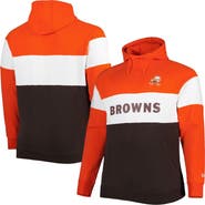 New Era Men's New Era Orange/Brown Cleveland Browns Big & Tall Throwback Colorblock Fleece Raglan Pullover Hoodie