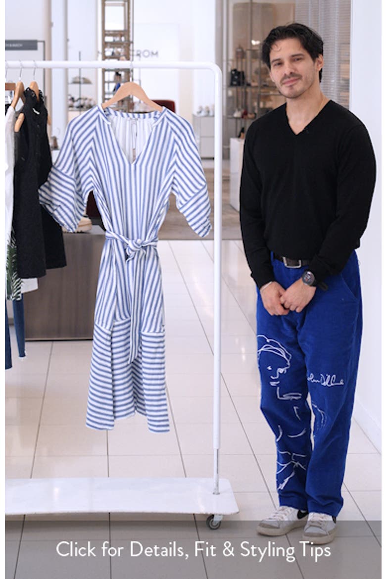 Mixed Stripe Belted Double Gauze Midi Dress video