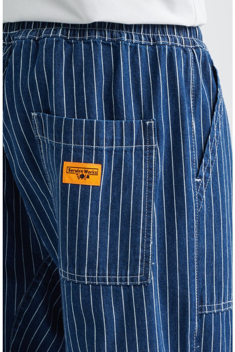 Pinstripe Denim Drawstring Chef Pants, Alternate, color, INDIGO