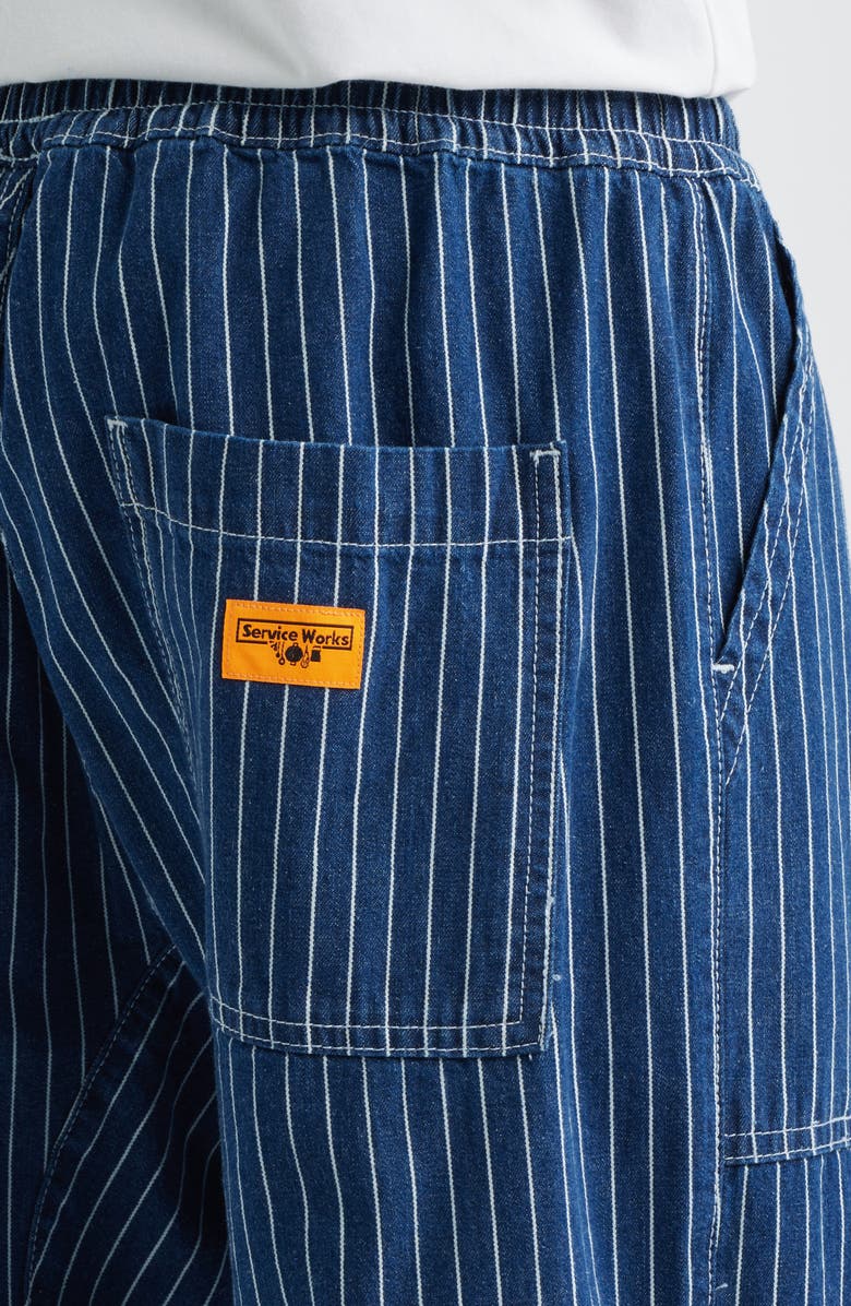 Service Works Pinstripe Denim Drawstring Chef Pants, Alternate, color, Indigo