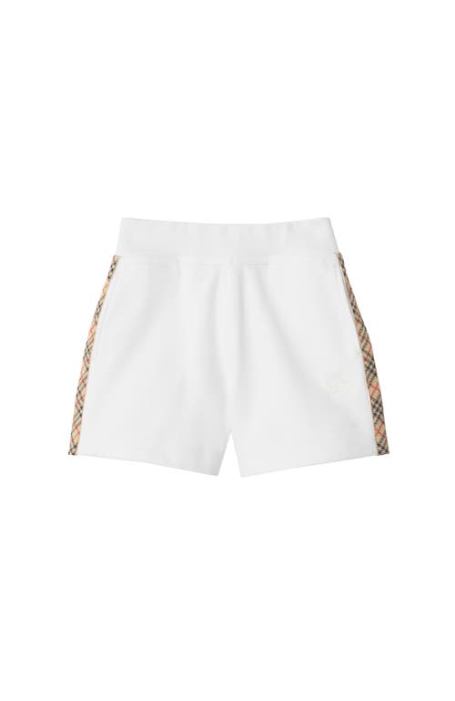 Burberry Girl's Caterina Check Tape Cotton Shorts In White