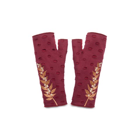 Women's Artisan Crafted Fleece Lined Hazel Fingerless Jersey Gloves