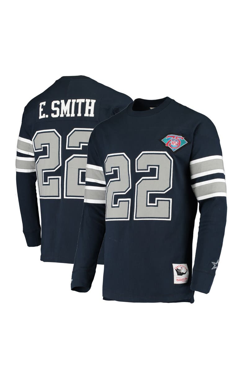 Mitchell & Ness Men's Mitchell & Ness Emmitt Smith Navy Dallas Cowboys Throwback Retired Player Name & Number Long Sleeve Top, Main, color, Navy