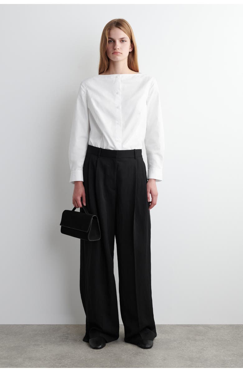 COS Relaxed Fluid Wide-Leg Pants, Main, color, Black