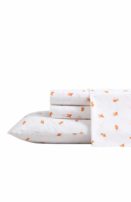 POPPY AND FRITZ Goldfish Print 200 Thread Count Cotton Percale Sheet Set