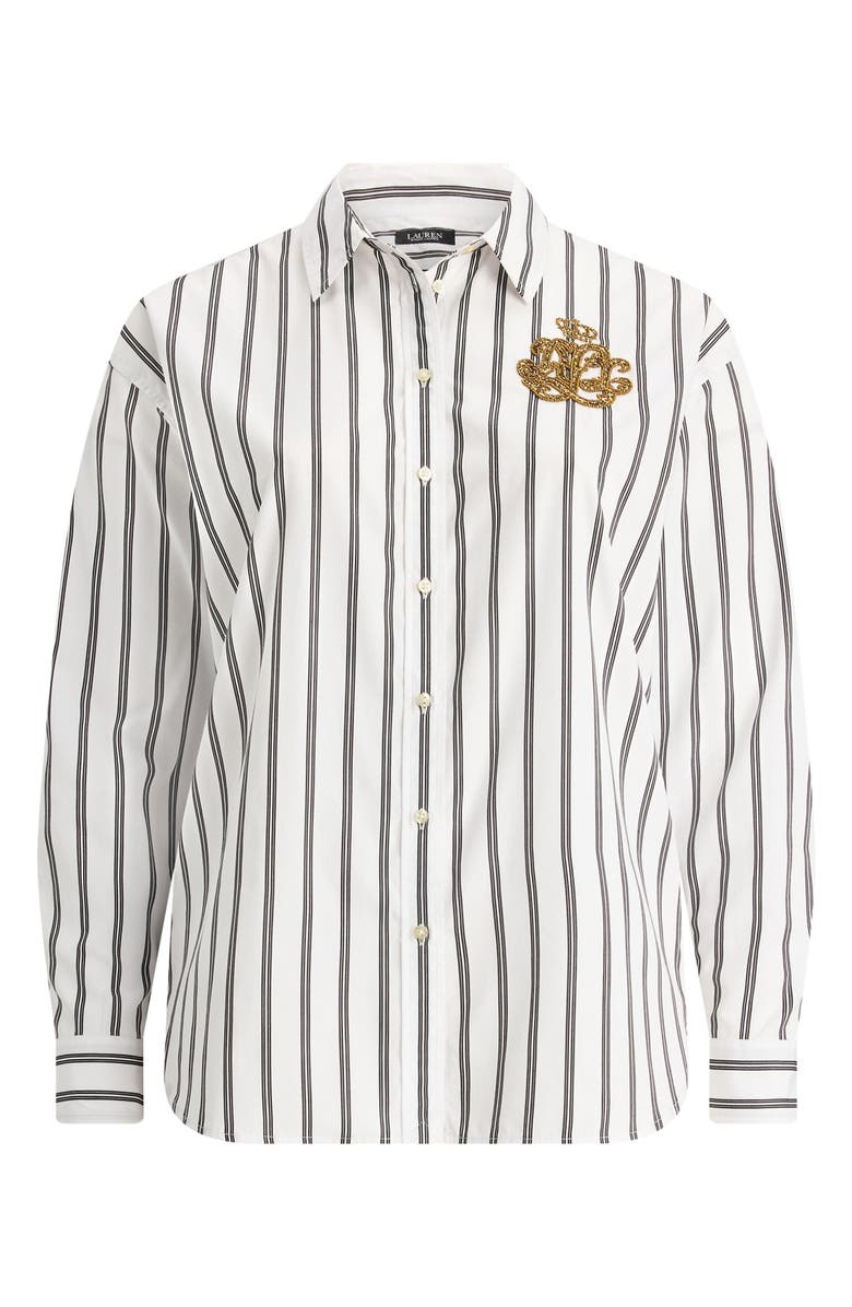 Lauren Ralph Lauren Relaxed Fit Stripe Shirt, Alternate, color, White/Black