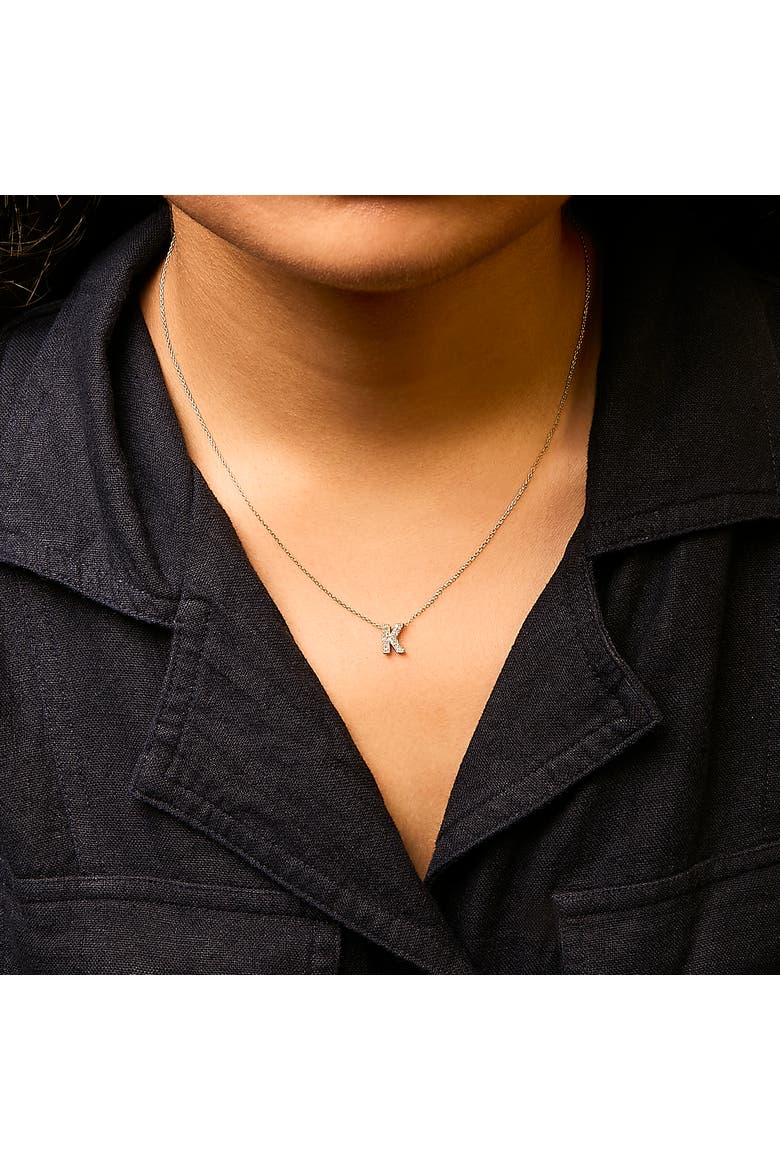 10K Gold Diamond Accent "A-Z" Initial Bubble Pendant Necklace, Alternate, color, Yellow | K