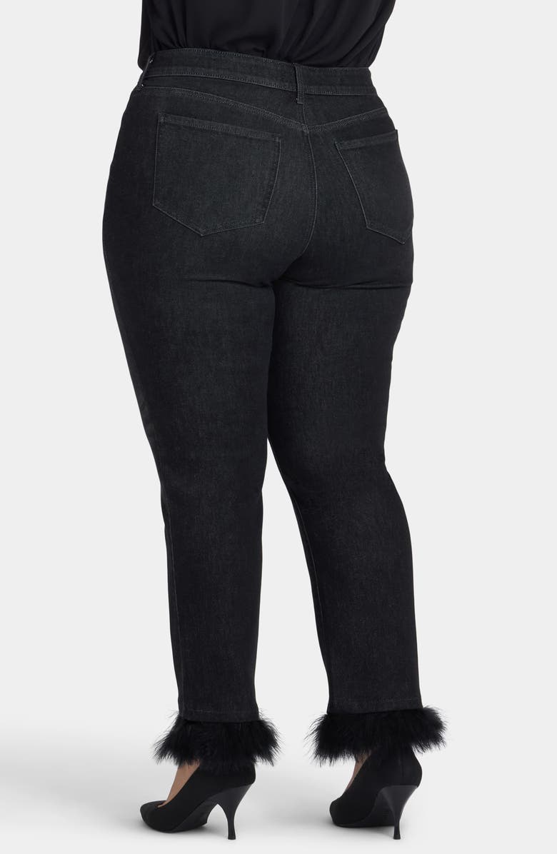 NYDJ Marilyn Feather Trim Ankle Straight Leg Jeans, Alternate, color, French Nightfall