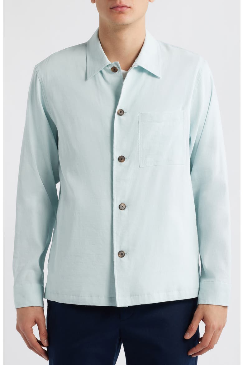 Linen Blend Overshirt Jacket, Alternate, color, DARK ICY DEW