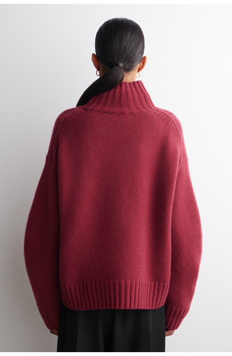 COS Chunky Cashmere Mock-Neck Sweater, Alternate, color, Dark Red