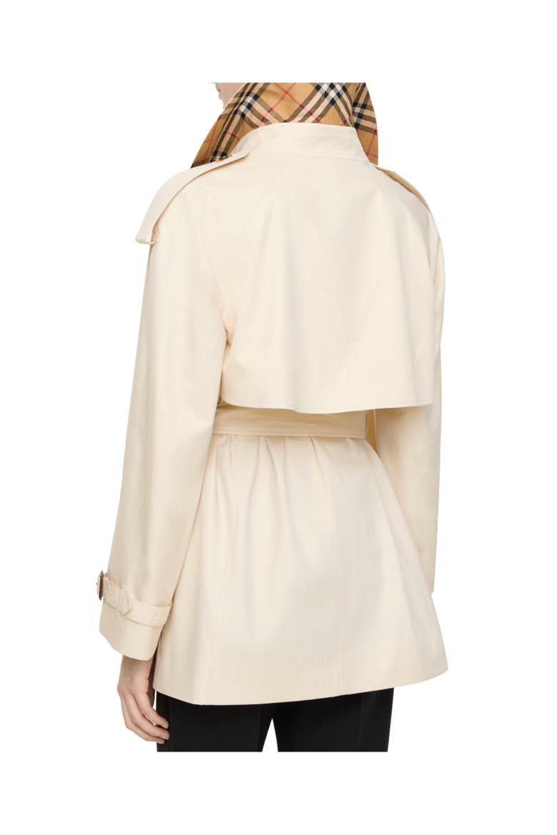 Short Tropical Gabardine Fitzrovia Trench Coat, Alternate, color, Stone beige
