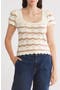 Wavy Stripe Short Sleeve Crop Sweater