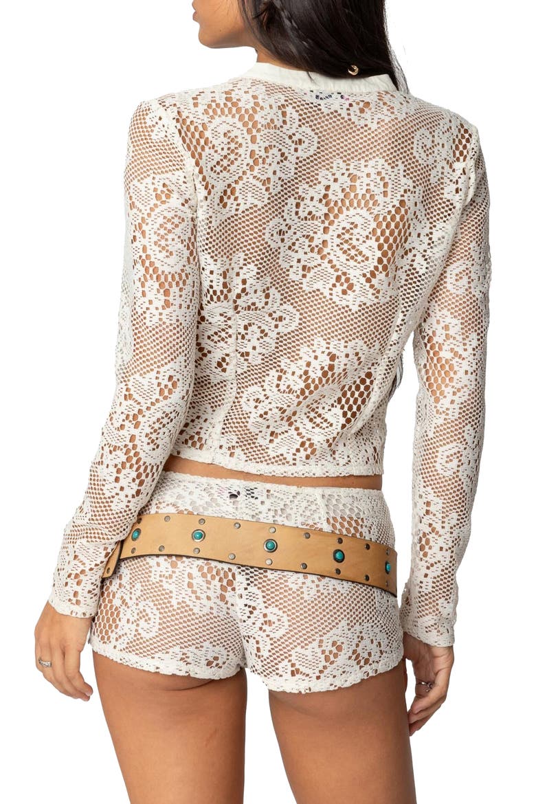 Peyson Sheer Lace Button-Up Shirt, Alternate, color, CREAM