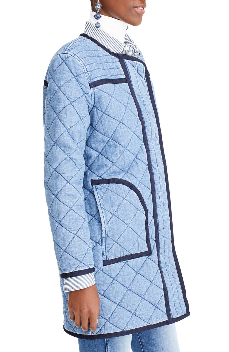 J.Crew Quilted Denim Coat, Alternate, color,
