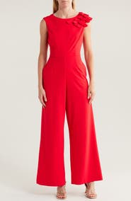 Julia Jordan Floral Appliqué Wide Leg Jumpsuit