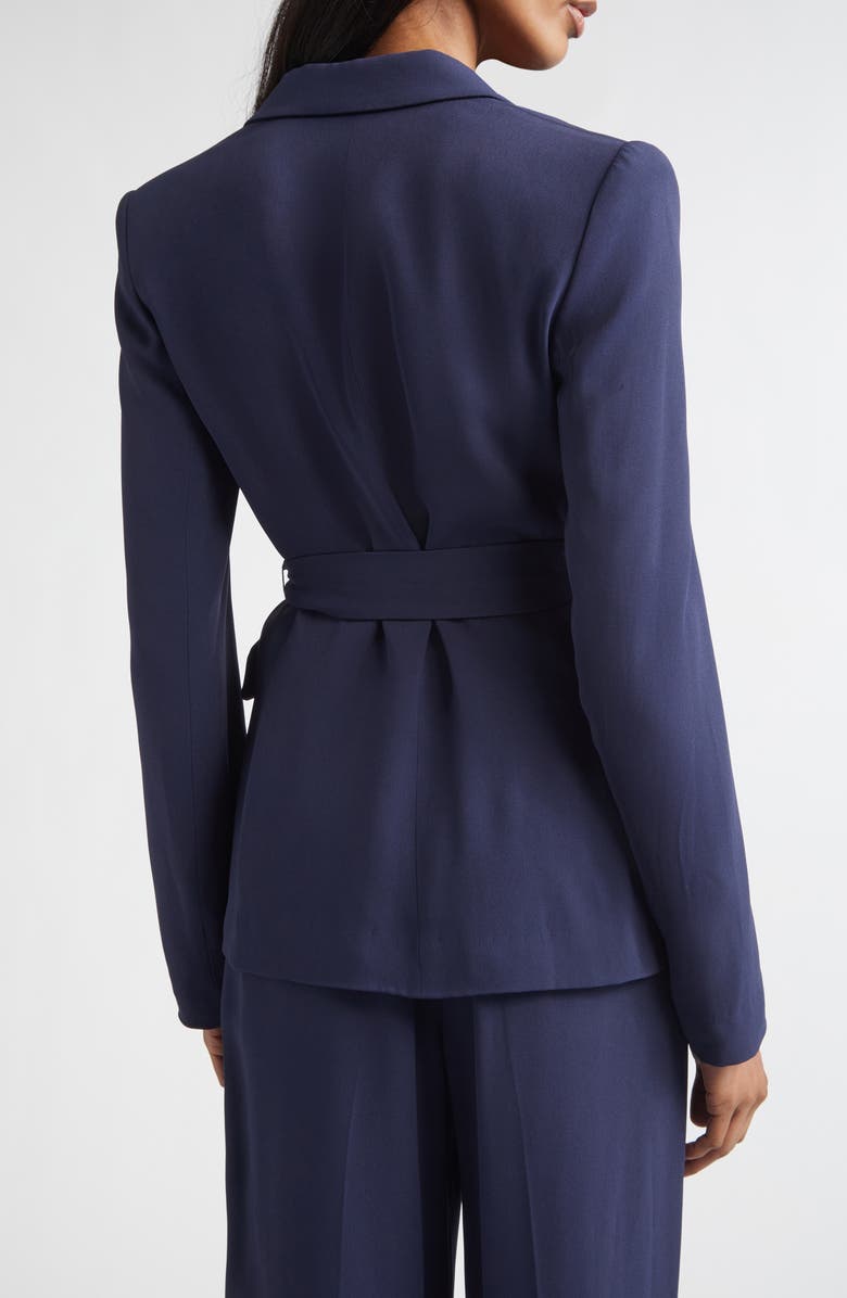 ST. JOHN Juliana Belted Lightweight Stretch Cady Wrap Jacket, Alternate, color, Midnight
