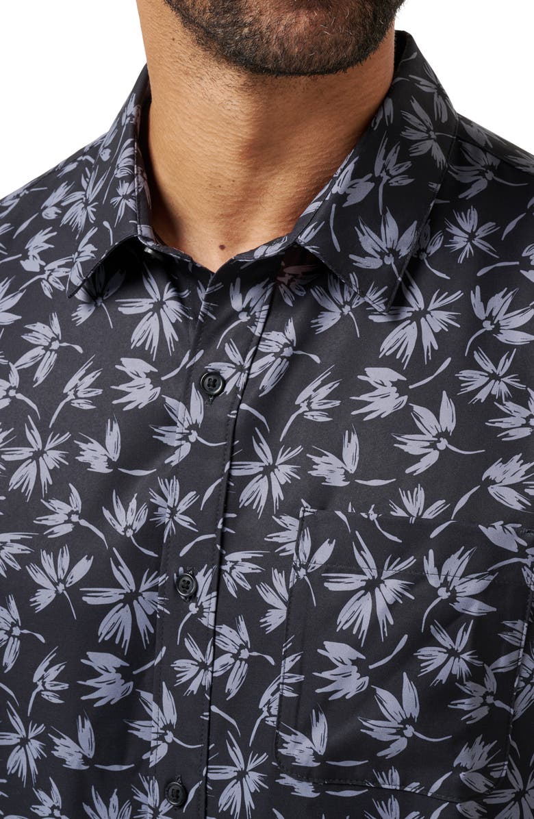 TravisMathew Coastal Trip Short Sleeve Button-Up Shirt, Alternate, color, Black