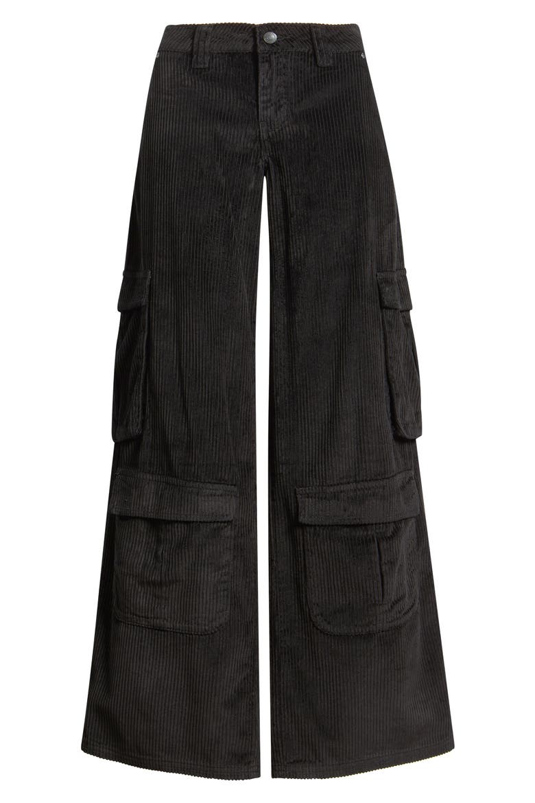 Low Rise Corduroy Wide Leg Cargo Pants, Alternate, color, MIDNIGHT GREY