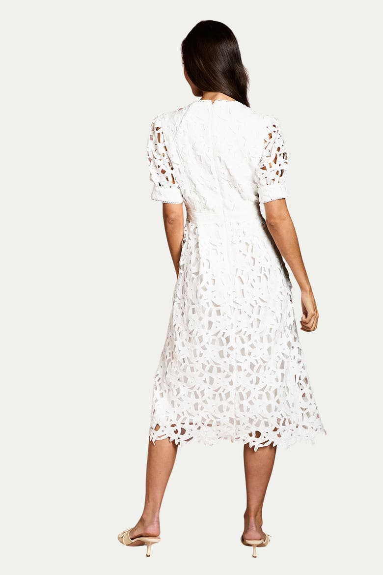 Short Sleeve Lace Midi Dress, Alternate, color, Ivory