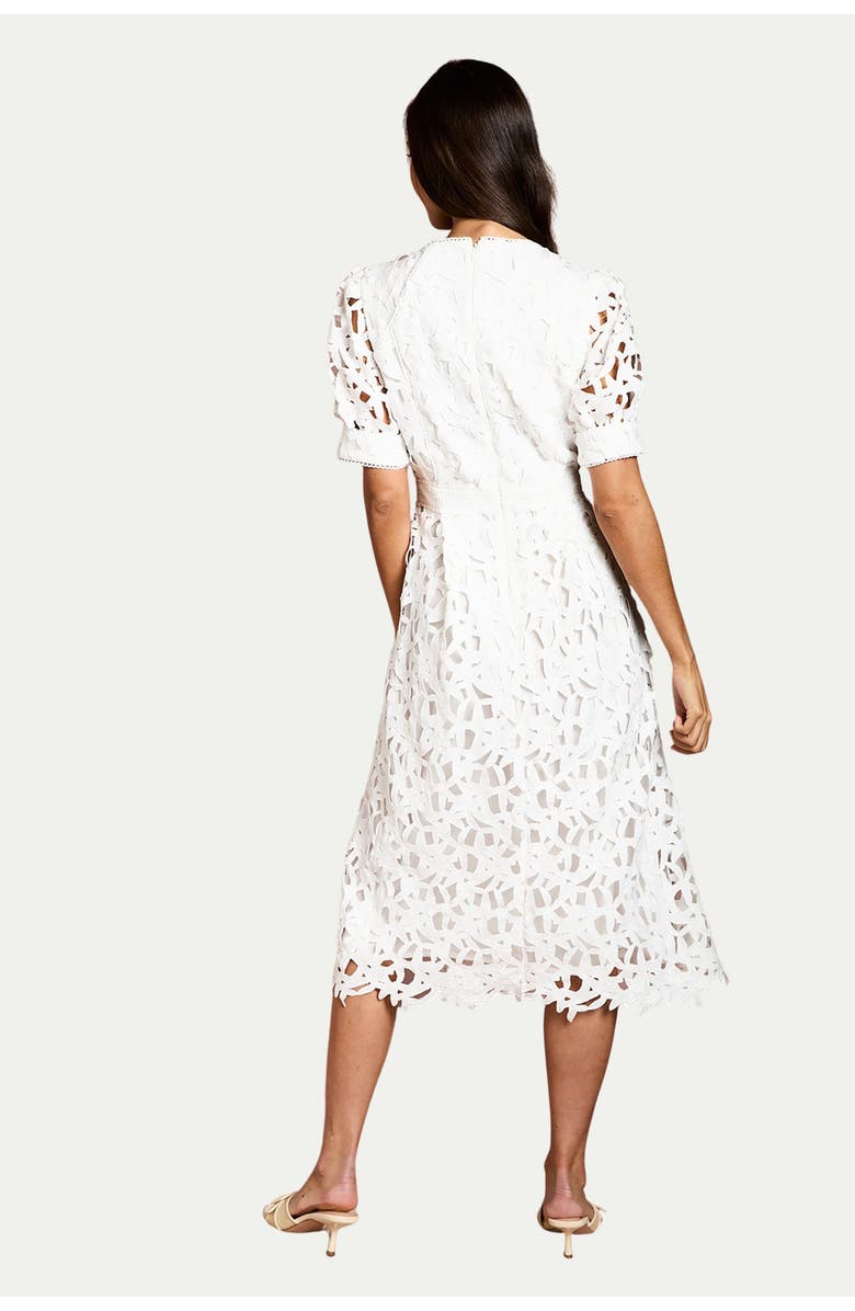 Coast Short Sleeve Lace Midi Dress, Alternate, color, Ivory