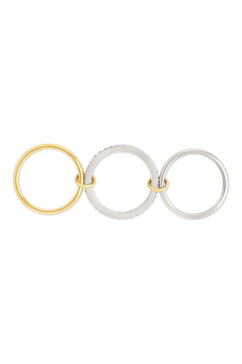 Edda Cubic Zirconia Statement Linked Stacking Ring, Alternate, color, DUAL TONE