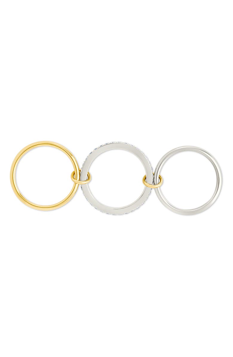 Sterling Forever Edda Cubic Zirconia Statement Linked Stacking Ring, Alternate, color, Dual Tone