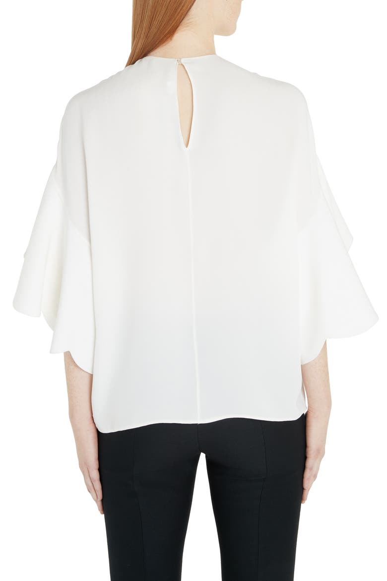 Flutter Sleeve Silk Blouse, Alternate, color, A03-IVORY