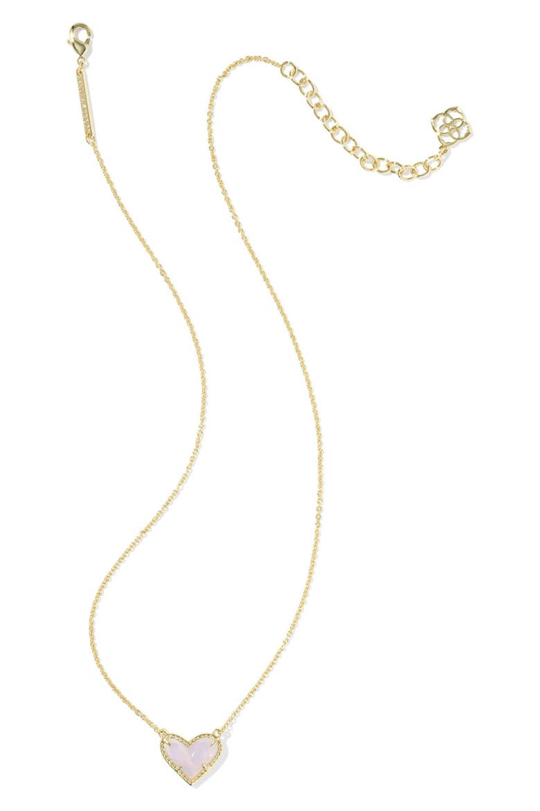 Ari Heart Pendant Necklace, Alternate, color, GOLD PINK OPALITE GLASS