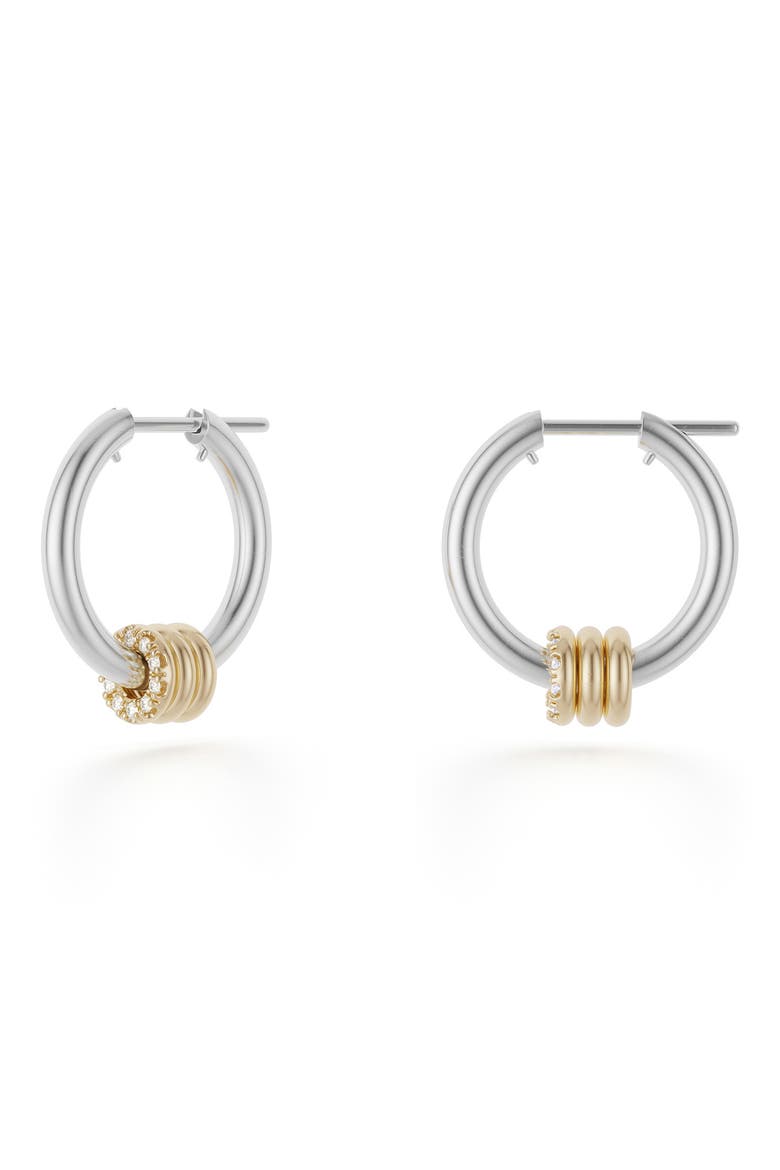 Ara Diamond Hoop Earrings, Main, color, SILVER YELLOW GOLD