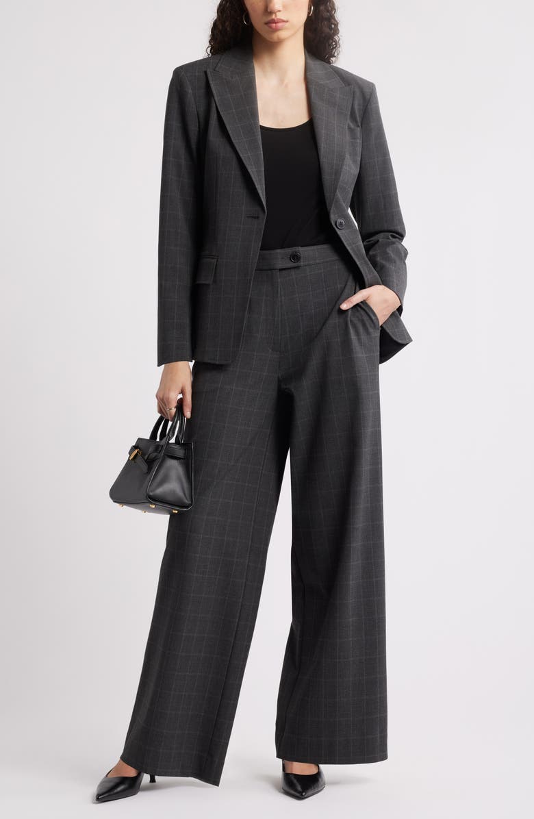 Nordstrom Plaid One-Button Blazer, Alternate, color,