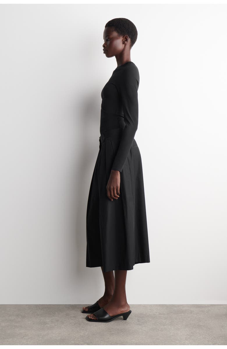 COS Pleated Cotton Pants, Alternate, color, Black