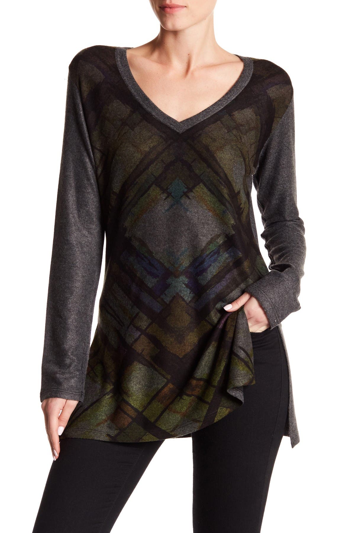 Printed V-Neck Sweater - image 2