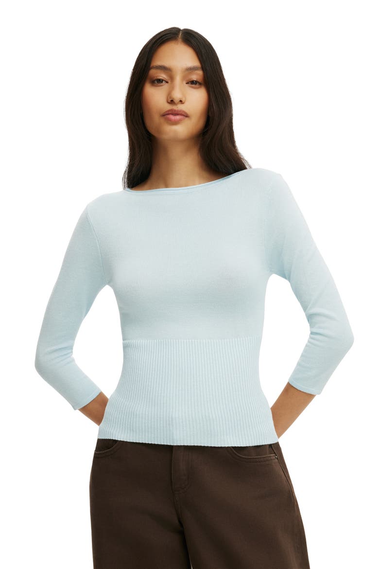 Women's Close Knit Boat Neck, Main, color, Seaside Blue