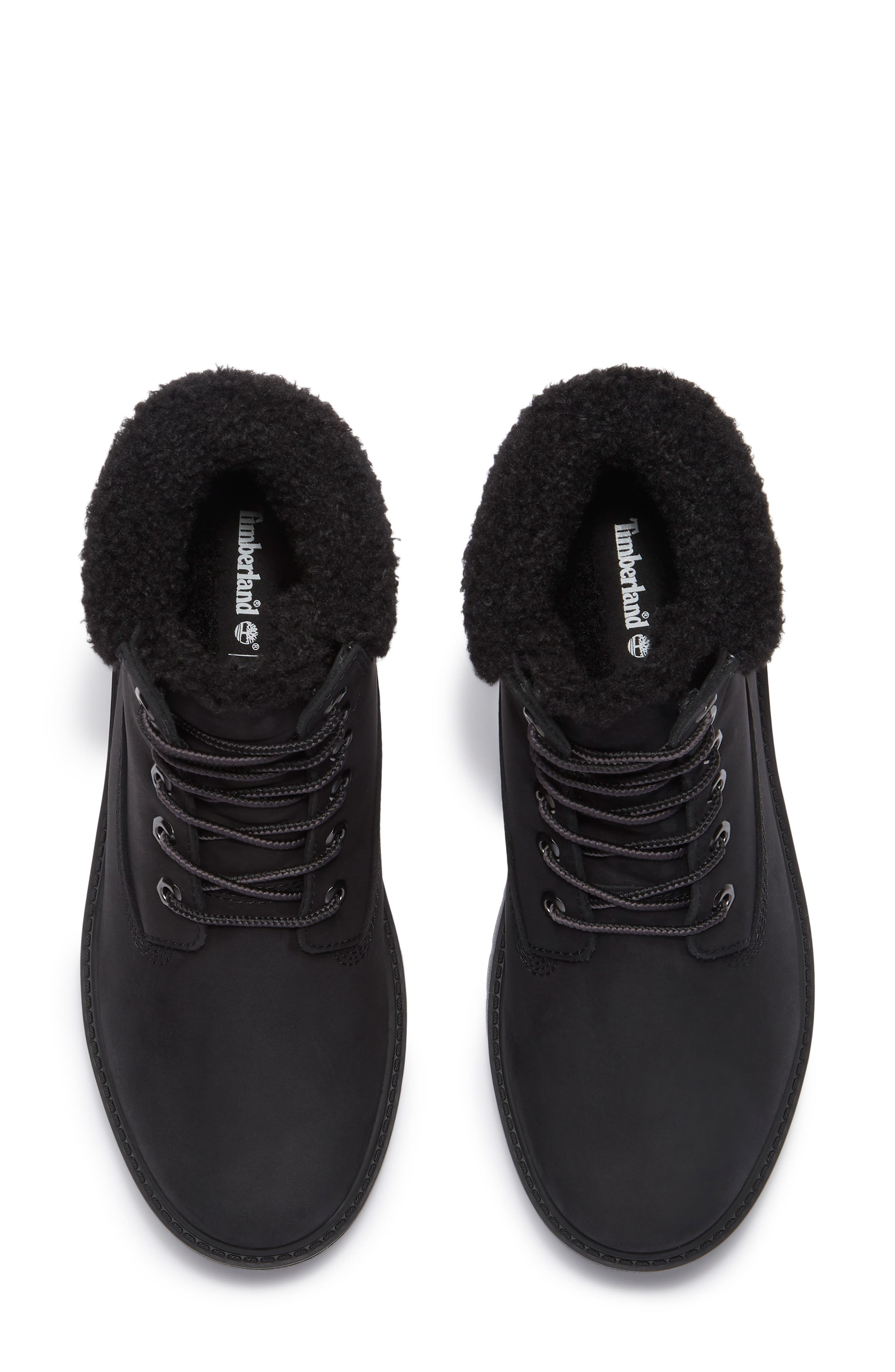 Timberland Stone Street Waterproof Faux Fur Lined Platform Boot, Alternate, color, Black Nubuck