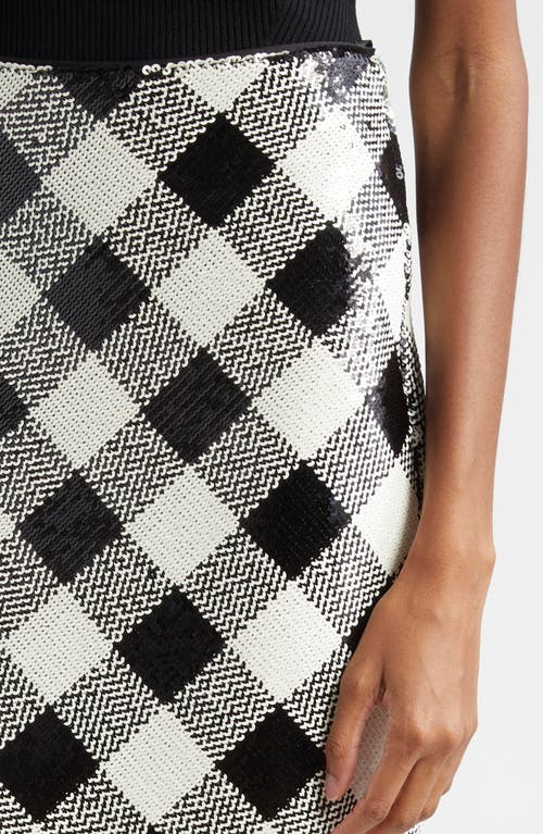 Veronica Beard Allora Sequin Check Midi Skirt In Black Off-white