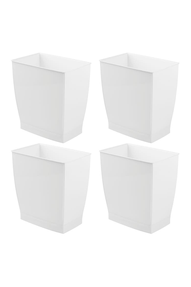 Rectangular Trash Can, 2.5 Gal. / 9.5 Liter, 4-Pack, White, Made in USA, Main, color, White