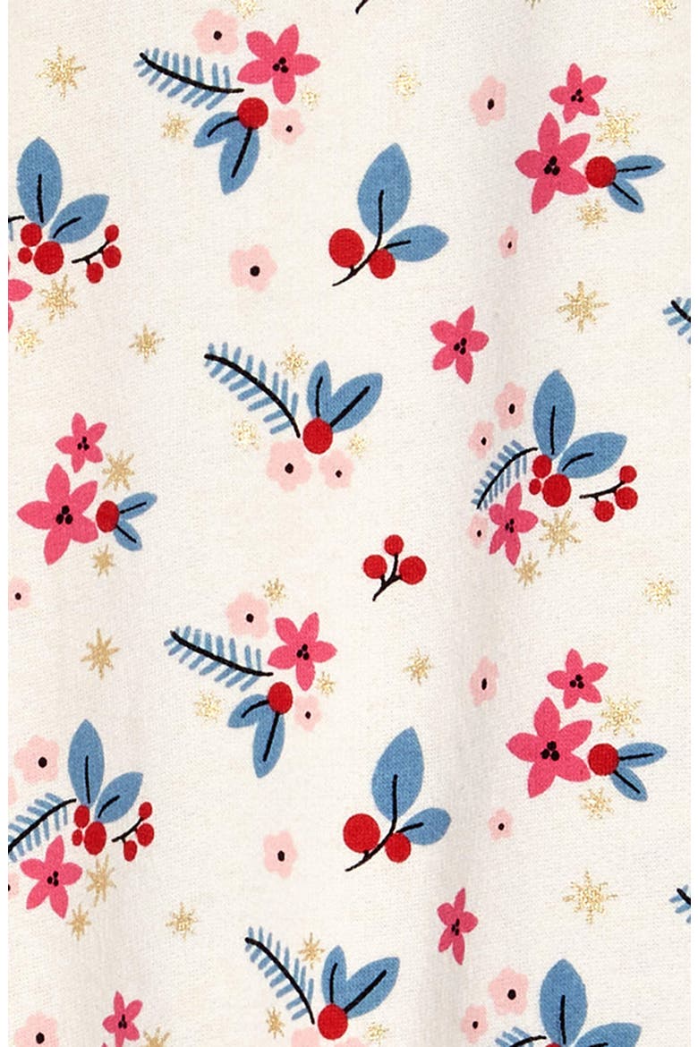 Kids' Ruffle Fleece Dress, Alternate, color, IVORY EGRET FOIL HOLLY FLORAL