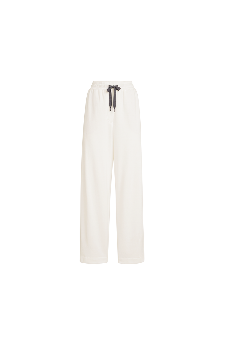 Techno cotton piqué track trousers, Alternate, color, White