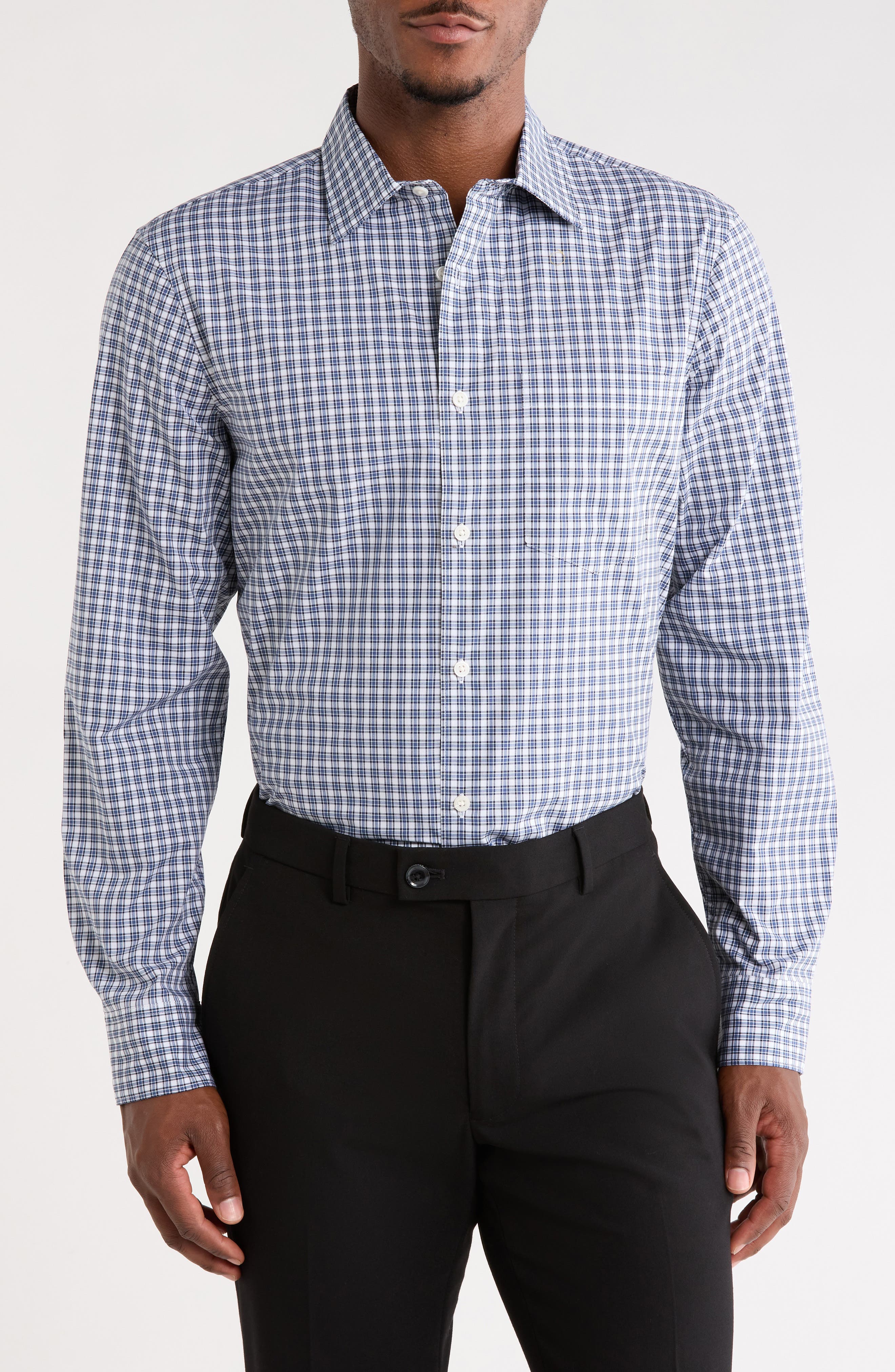 Plaid Cotton Poplin Button-Up Shirt