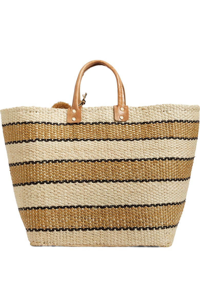 Mar y Sol 'Capri' Woven Tote with Pom Charms, Alternate, color,