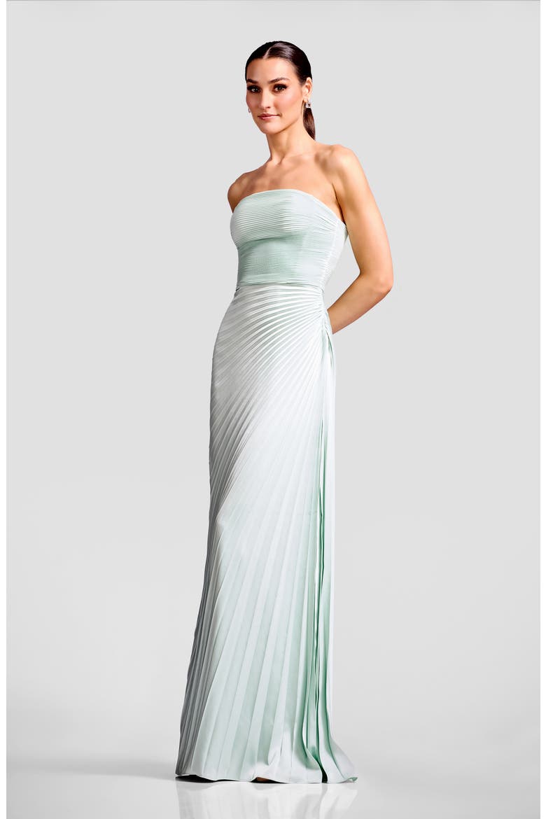 Kinley Accordion Pleat Strapless Evening Gown, Alternate, color, MINT