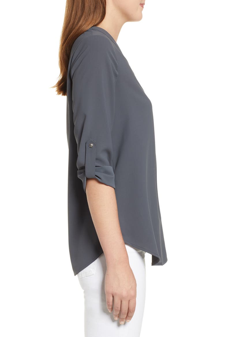 Roll Tab Sleeve Tunic, Alternate, color, GREY