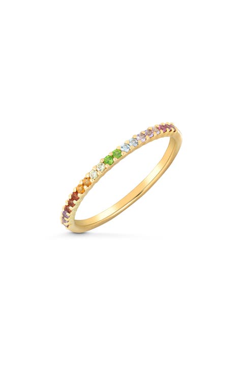14K Yellow Gold Semiprecious Stone Stackable Band Ring